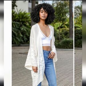 Southern Divas Embroidered Floral Cream Open Cardigan/kimono NWT O/S